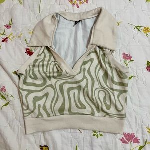 Aesthetic Green crop top Vneck